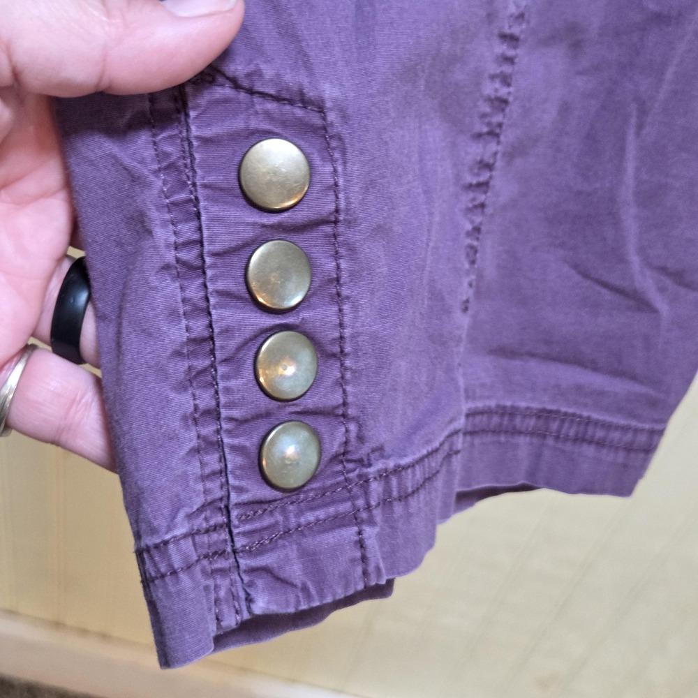 Style&co. Capri Pants Womens 12P Purple Twill Stretch Casual Button Hem Pockets - Picture 5 of 7